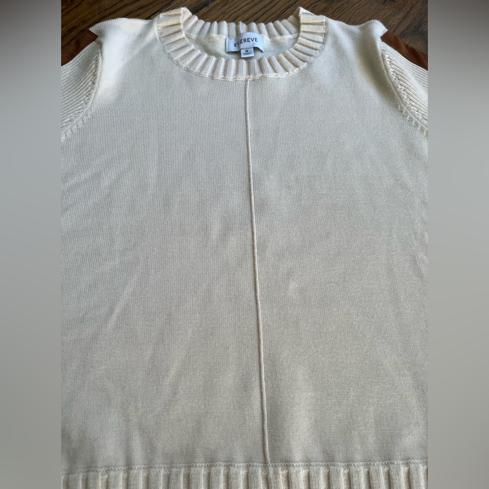 EVEREVE Cream  Women's Sweater with suede trim - Picture 8 of 9
